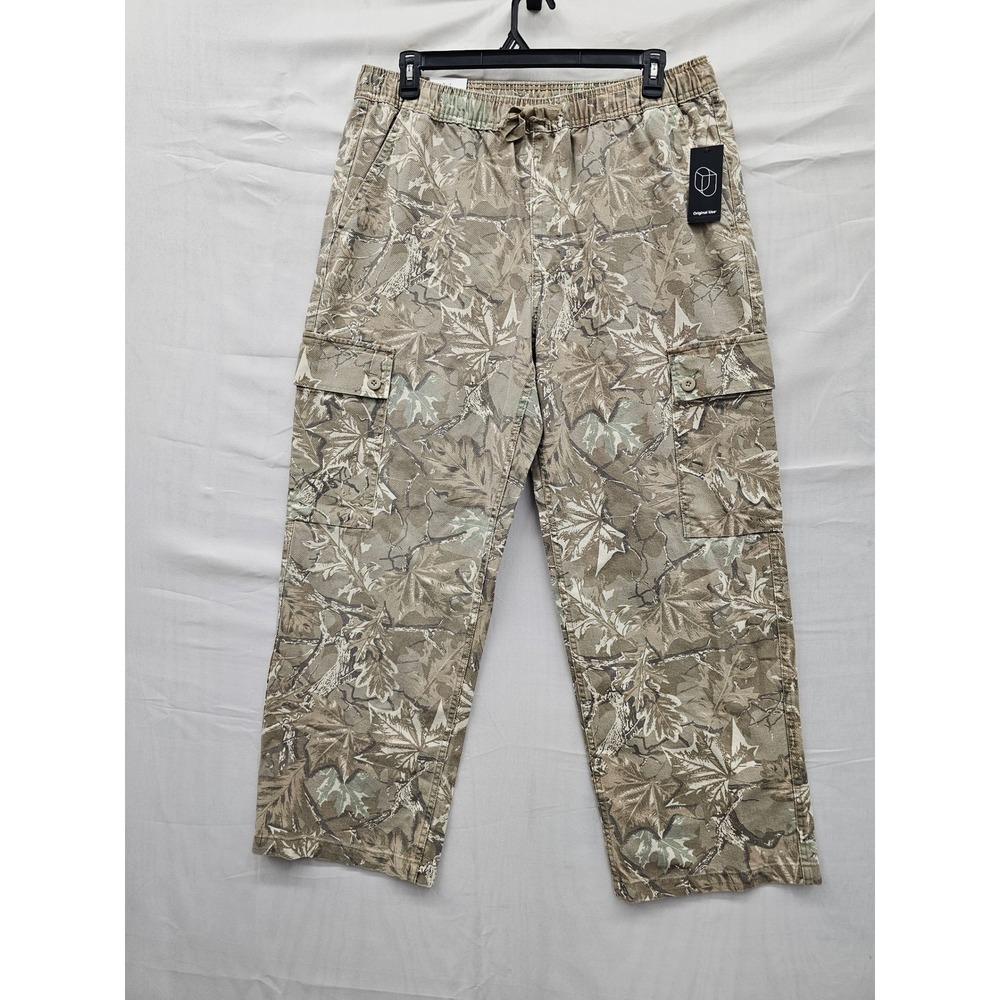 Original Use Mens Baggy Utility Pants Brown Cotton Camo Relaxed Size Large